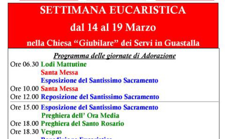 Settimana Eucaristica dal 14 al 19 marzo